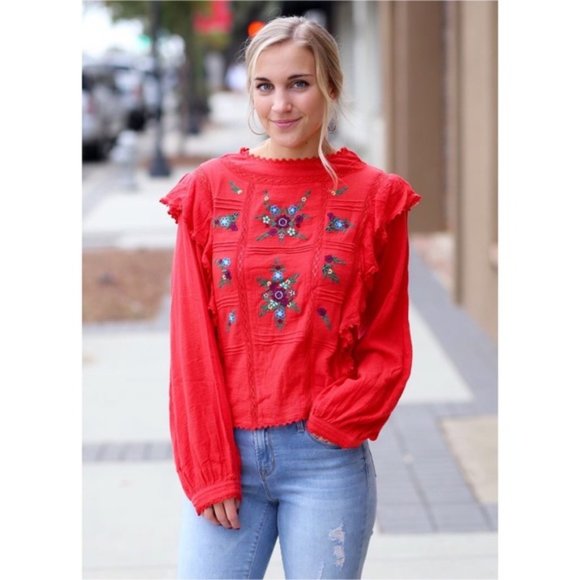 Free People Embroidered Top - Picture 1 of 6